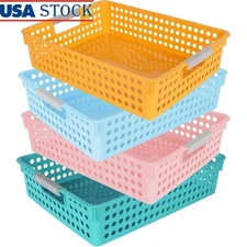 Turn in Trays Classroom Set 4PCS Sturdy Plastic Paper Organizer Stackable Design