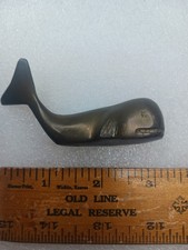Early Vintage 3.5" Bronze Brass Whale Paperweight Old Figurine Fish