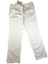 Carla G Pants Women's White Straight Leg Light Wash Slash Pocket Size 46, W32"