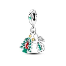 MULA European Angel Christmas Tree DIY Charm CZ Fit Bracelet 925 Sterling Silver