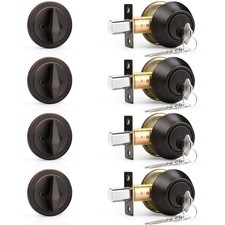 Probrico Keyed Alike Single Cylinder Deadbolts Oil Rubbed Bronze Combo Packs ,