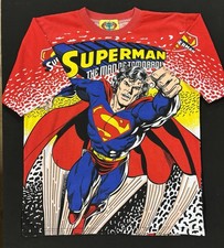Vtg 90s SUPERMAN AOP Shirt DC Comics Original by TM SPORTS Large T-Shirt KILLER