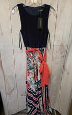 NWT Falling Flowers Women's Size S Navy & White Floral Dress