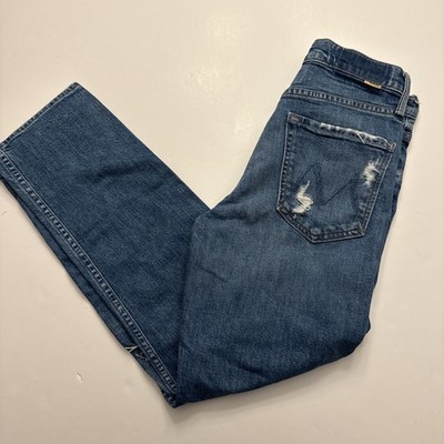 MOTHER Jeans The Tomcat Distressed Straight Leg Playing with Scissors Size 27