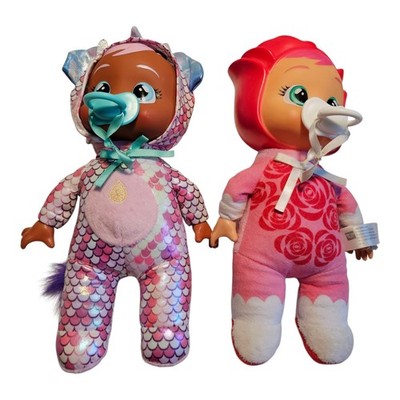 Cry Babies Tiny Cuddles Happy Flower Rose Dino Phoebe 11'' Lot Of 2 CLEAN