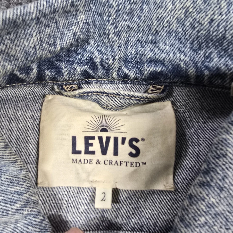 Chaqueta Levi's Hecha y Artesanal Para Hombres 2 Pequeñas Lavado Ligero Denim Retazos Camionero Foto 3 de 4