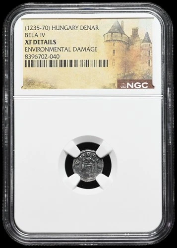 MEDIEVAL HUNGARY. Bela IV. 1235-1270. Silver Denar, NGC XF Details