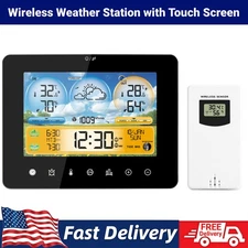 LCD Wireless Weather Station Clock Touch Screen Thermometer Calendar with Sensor