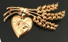 Vintage Brooch Pin SIGNED TRIFARI Betty Crocker Heart Gold tone Jewelry lot y