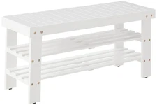 Pina Quality Solid Wood Shoe Bench, White Finish