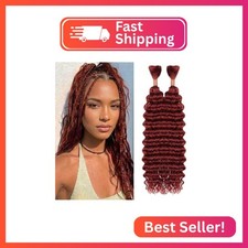Color 33 Boho Human Braiding Hair 14 14 Inch Reddish Brown Boho Deep Wave Bulk 