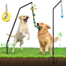 Tether Outdoor Dog Rope Toy with Adjustable Height Spring Pole, 3 Kinds Dog T...