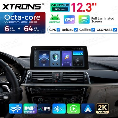 For BMW 3 4 Series F30 F32 NBT Android 14 Car Stereo 12.3 IPS Screen CarPlay 64G