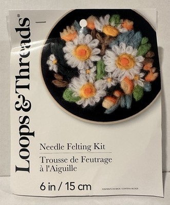 Loops & Threads  6'' Daisy Needle Felting Kit with Hoop