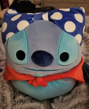Disney Squishmallows Stitch Plush Medium 2023 Blue Polka Dot Bow Red Scarf