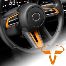 Car Steering Wheel Panel Chin Stickers Trim Orange Suede for Mazda 3 2019-2025