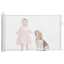 Baby Retractable Mesh Gates  Pets Safety Gate w/ Easy Latch & Flexible Design