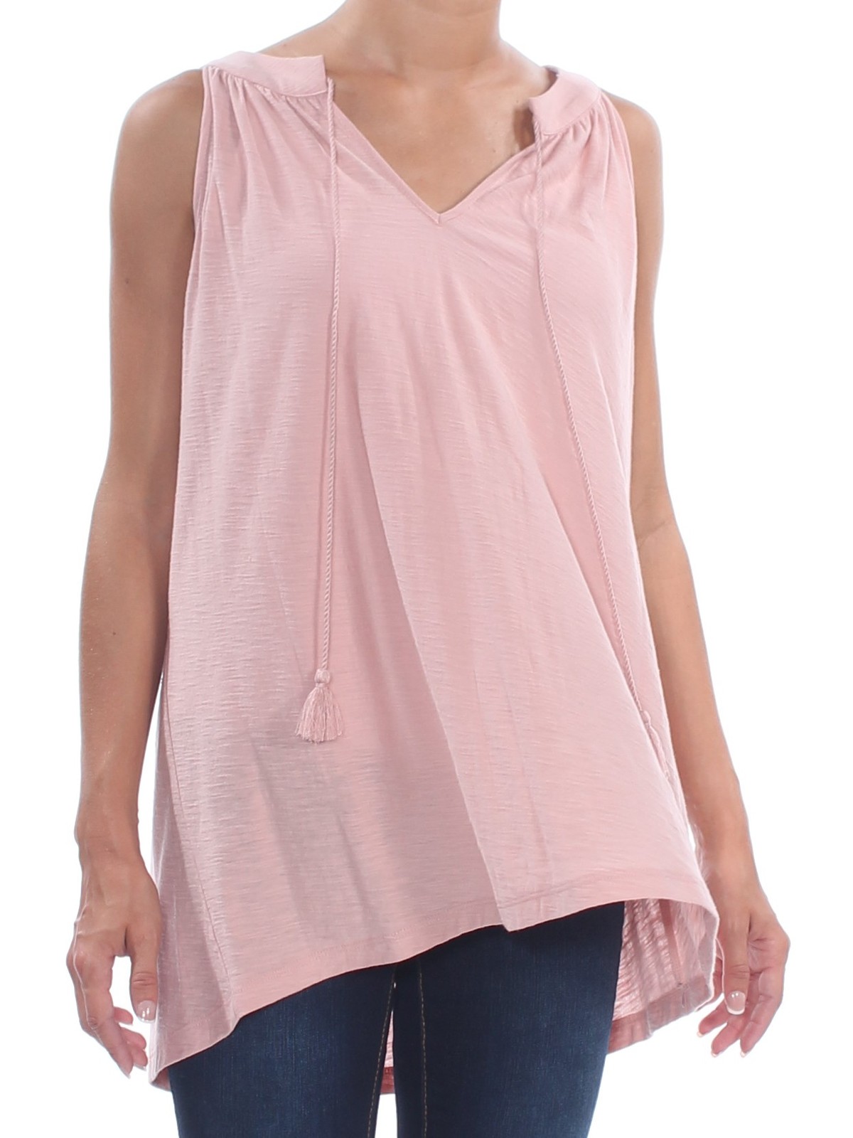 VINCE CAMUTO Womens Pink Sleeveless Hi-Lo Split Neck Top XS