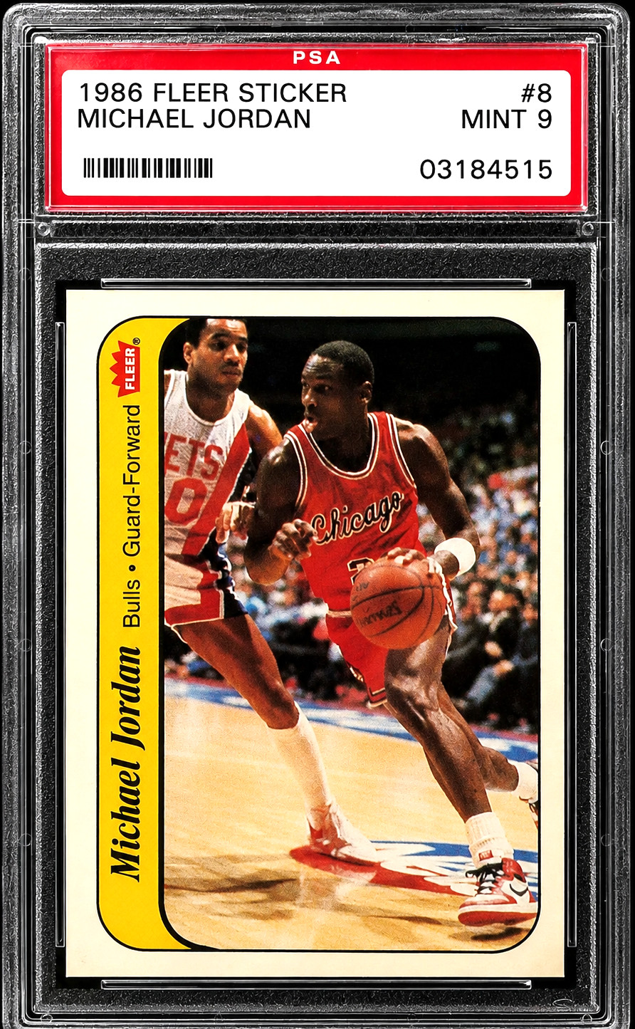 🔥 Michael Jordan 1986-87 Fleer Sticker #8 Rookie Card PSA 9 MINT Chicago Bulls