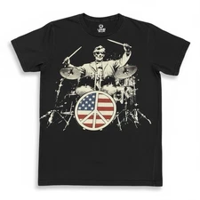 Liquid Blue Abraham Lincoln Drum Player Tee Size M- Peace Rock Classic