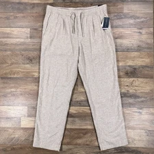 Perry Ellis Pants Mens 36x32 Beige Linen Blend Drawstring Lightweight Flat Front
