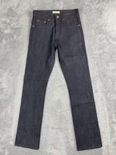 Unbranded Brand UB301 Jeans Mens 28 Raw Selvedge Denim Straight Leg Dark Indigo