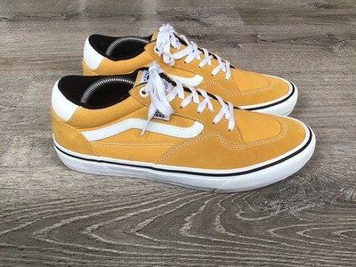 Vans Rowan Pro Mustard Yellow Golden Glow Mens Size 11.5 Sneakers Pop Cush
