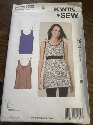KWIK SEW Sewing Pattern #3523 Misses Tops Size Xs - Xl  UNCUT