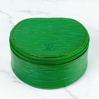 Louis Vuitton LV Epi Jewelry Box M48214 Green Leather Travel Case