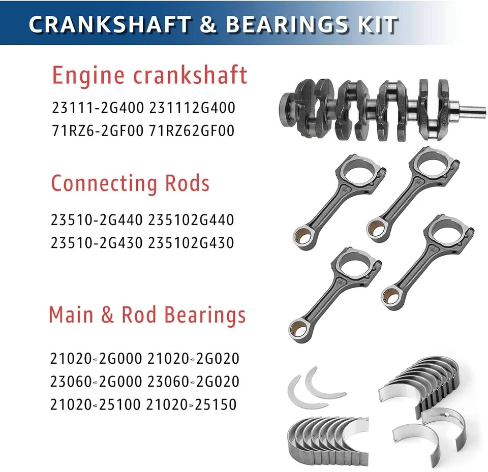 Crankshaft kit +Piston For Hyundai Genesis Coupe Sonata Kia Optima Sportage 2.0L Foto 2 de 4