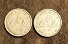 (2) Canada Silver Dollars 1960, '61 Voyageur .800 FINE .6oz Silver Elizabeth II