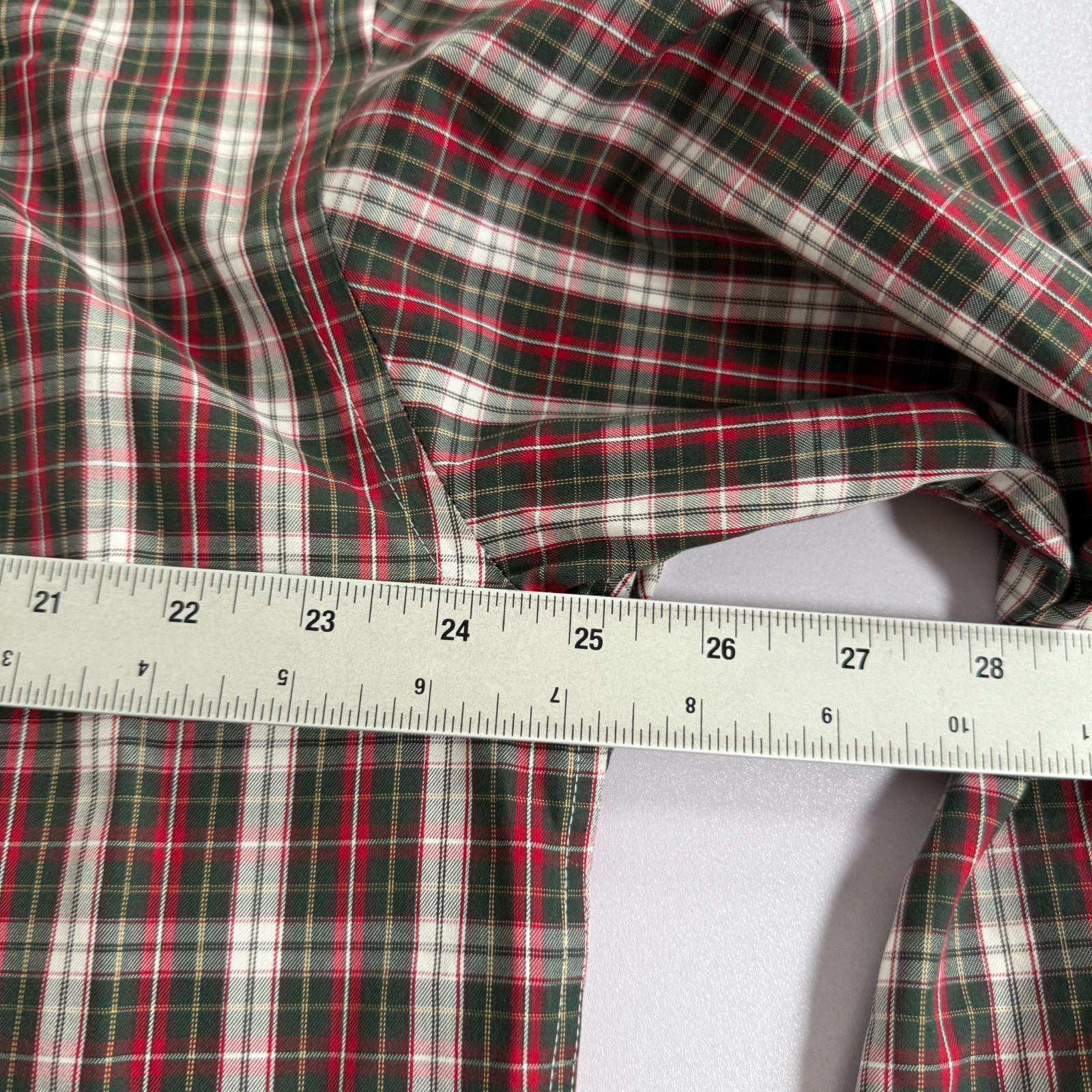 Orvis Shirt Mens Large Red Green Button Down Oxford Long Sleeve Tartan Plaid