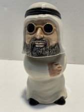 AL JABER GALLERY ARAB MAN 5 INCH GLAZED CERAMIC BOBBLEHEAD
