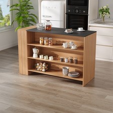 Kitchen Island 140cm Modern Rustic Kitchen Prep Station Storage Cabinet Worktop 