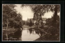 Jever, Terrasse mit Gymnasium, Ansichtskarte 