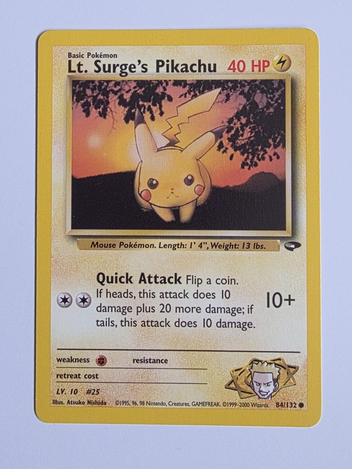 Pokémon TCG Lt. Surge's Pikachu 1st Edition Gym Challenge 84/132 Near Mint WOTC