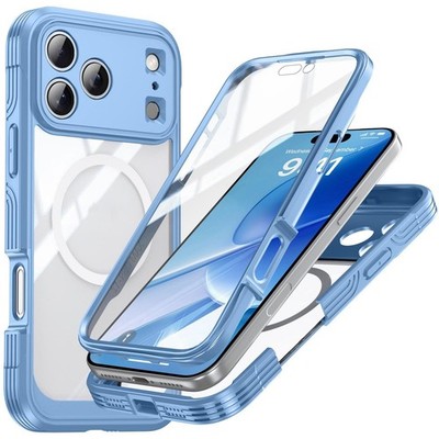 Für Apple iPhone 17 Pro MagSafe Magnetic 360 Full Body Hybrid Tasche Bumper Blau