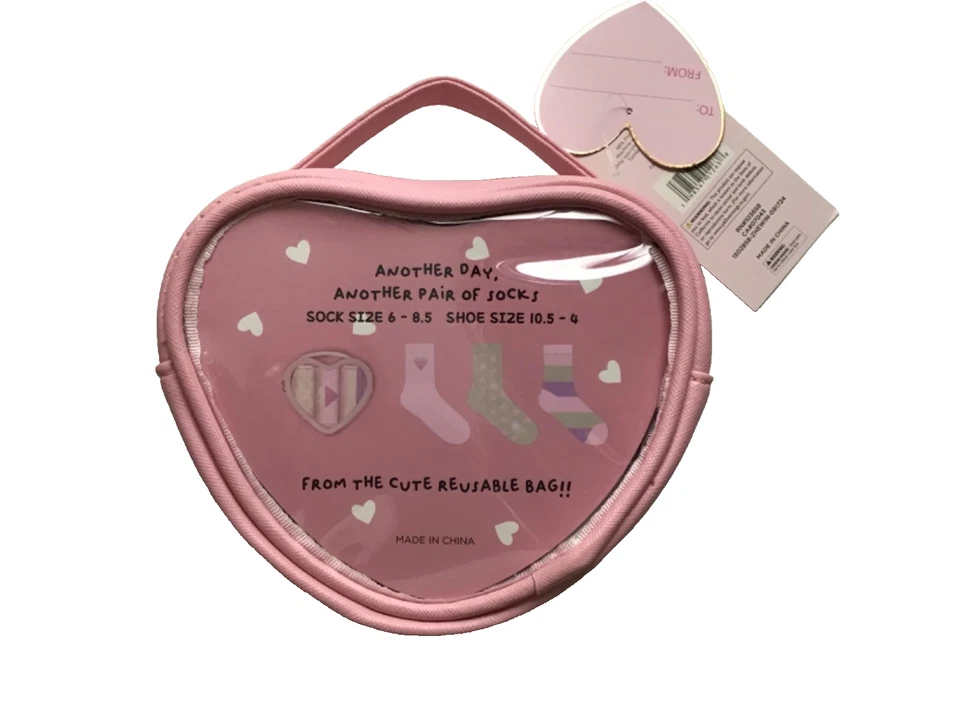 Paquete de 3 calcetines Rainbow Sugar para niñas en estuche zapato talla 10,5-4 rosa y marfil NUEVO Foto 2 de 4