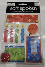 Me&My Big Ideas Soft Spoken Embellishments-Ellen Krans -Happy Birthday-Candles-