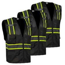 FONIRRA 3 Pack Hi Vis Safety Vest for Men with 8 Pockets,Hi Vis Reflective Me...