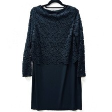 J. Jill Wearever Collection Black Dress, Sz Medium Lace Tier Overlay Rayon Blend