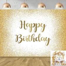 Generic Gold Happy Birthday Backdrop Adults Women Men Birthday Photo Photography