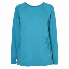 Lilly Pulitzer Luxletic Sweatshirt S Teal Beach Comber Preppy Side Zip Pulllover