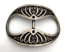 Vintage Art Deco Pewter Buckle Oval 2.5" Made in France