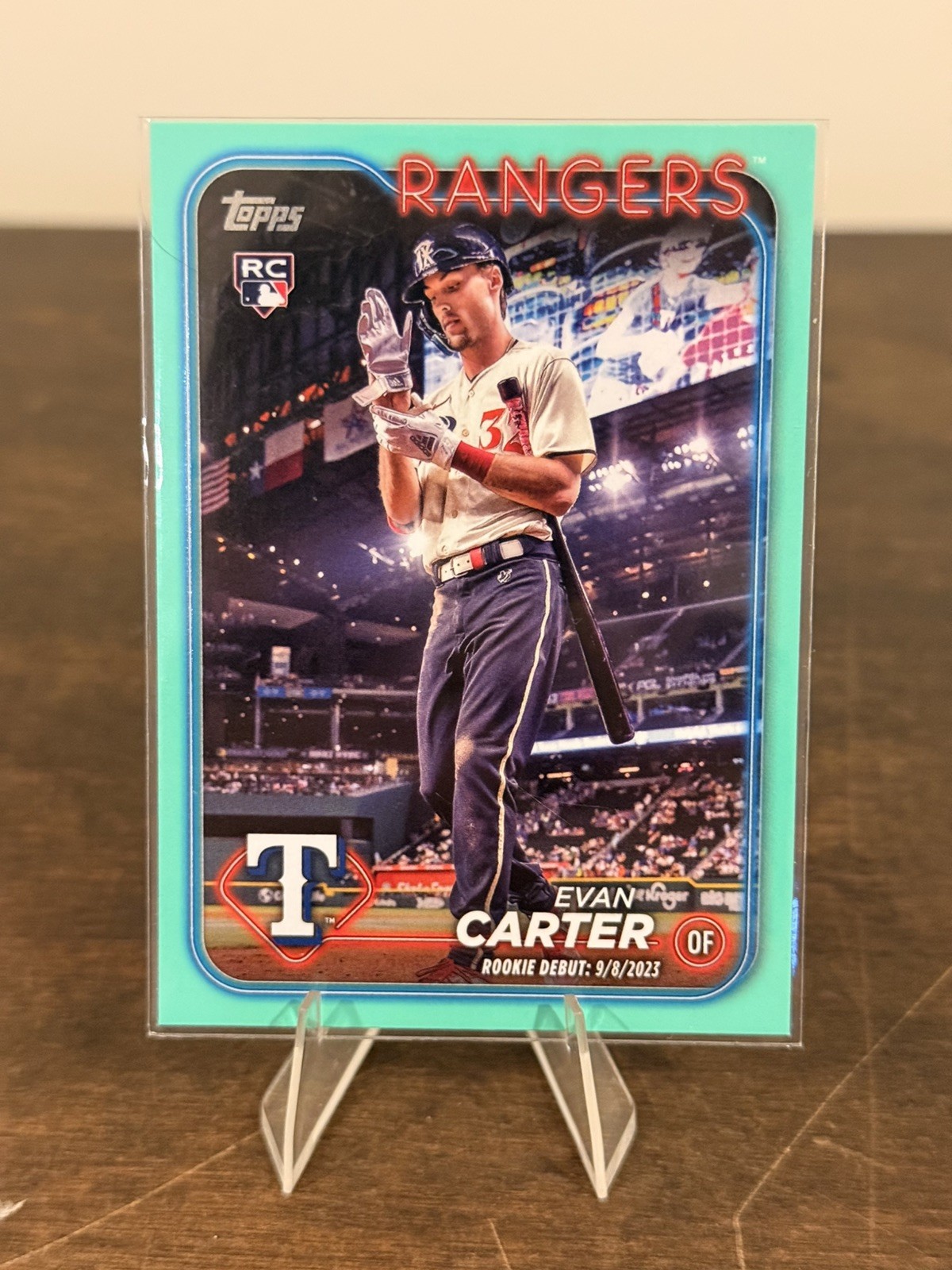2024 Topps Update Series - Rookie Debut Aqua #US58 Evan Carter (RC) RANGERS