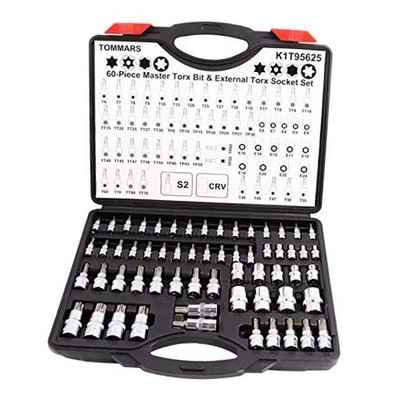 60-Piece Master Torx Bit Socket Set External Torx Sockets