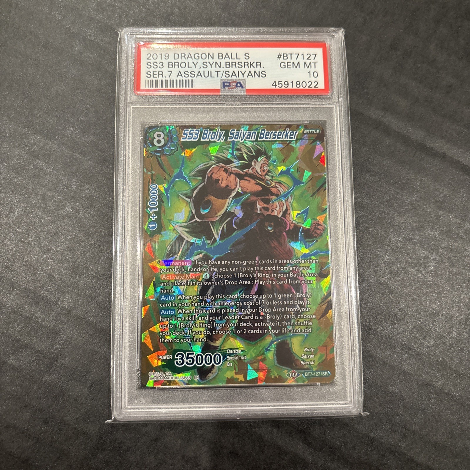 Dragon Ball Super SS3 Broly, Saiyan Berserker BT7-127 ISR - PSA 10 GEM MINT view 4
