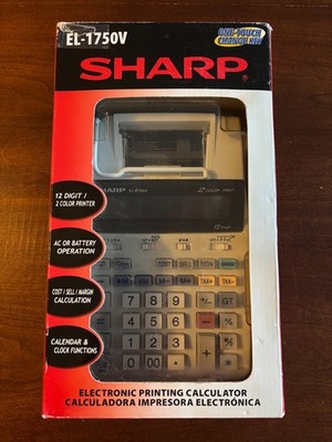 SHARP EL-1750V Printing Calculator 12-Digit/2-Color Printer Brand New Open Box