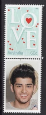 ONE DIRECTION BAND - ZAYN MALIK with 60c Love stamp at Top