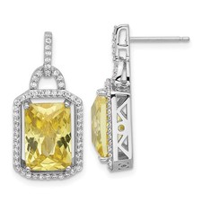 Sterling Silver Yellow White Cubic Zirconia Drop Dangle Earrings 4.32gm